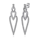 Sterling Silver Bujukan Beads and White Sapphire Stud Drop Earrings